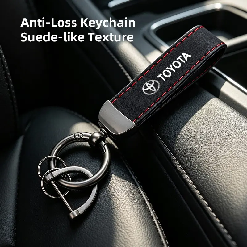 Universal Car Suede Key Chain  Fashion Men Women Keyring Accessories For Toyota Supra Aygo Prado RAV4 Hilux Yaris Corolla 4Runner Camry Avalon Avensis CHR Venza Auris Verso Crown Kluger Tacoma Verso
