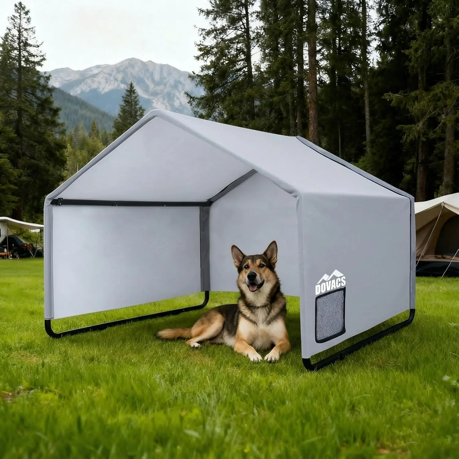 3 in 1 Extra Large Outdoor Dog Canopy, All-Season XL Dog Shade with Roller Shutters and Removable Door, Pet Shelter Tent for Chicken Livestock 4'x 4'x 3.3' for Winter Summer and Rain