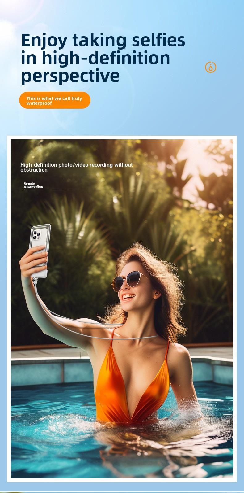 Mobile phone waterproof bag, touch screen diving cover, swimming takeaway rider special hot spring dust bag, waterproof mobile phone cover