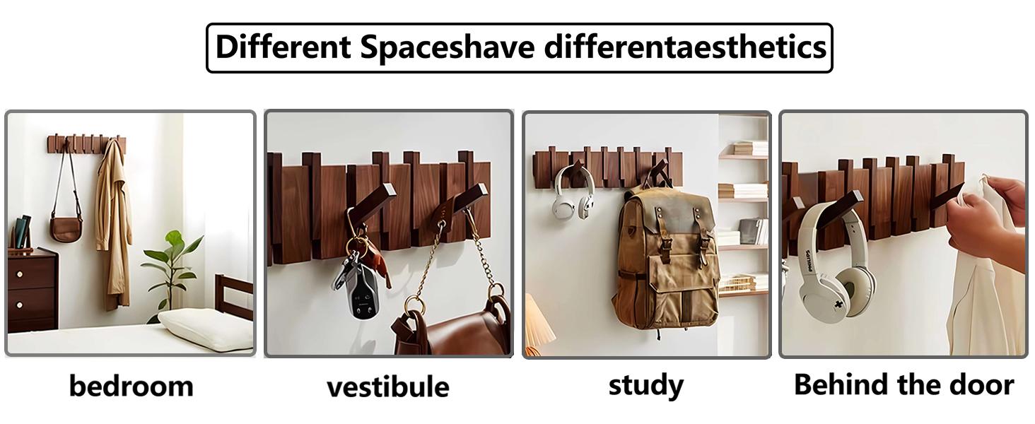 Tlongxia【Innovate Beech-8 Hooks Piano Key Hanger, with Tray Table, can Hold Small Ornaments, Photo Albums, Flower pots 4 Piano Hooks+3 Round Hooks+1 Tray Table