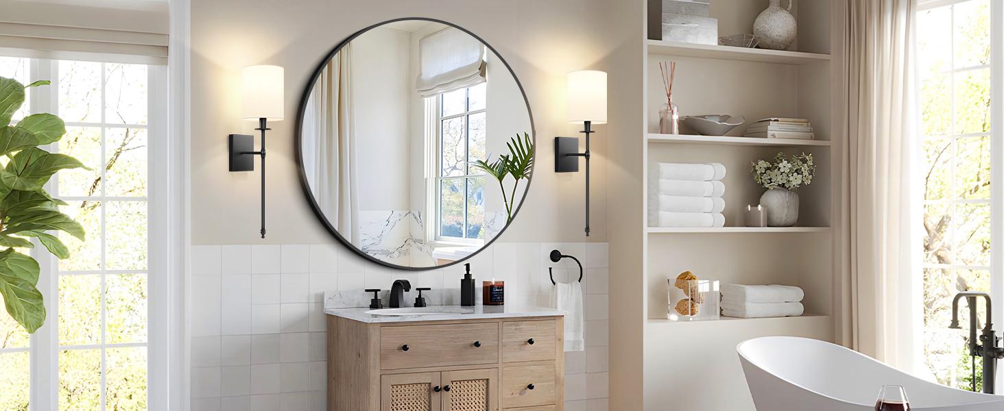 27 Inch Rechargable Wall Sconces Set of 2, Wireless Wall Sconces Lights with Remote, Not Hardwired Dimmable Gold Wall Lamps with White Fabric Shade for Bedroom, 2 Rechargable Bulbs Included