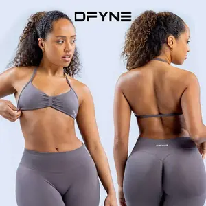 DFYNE Impact Shorts Set - Seamless Sculpt Fit with Stylish Cross-Back Bra & Booty-Lifting Bottoms for Activewear Fitness Compression