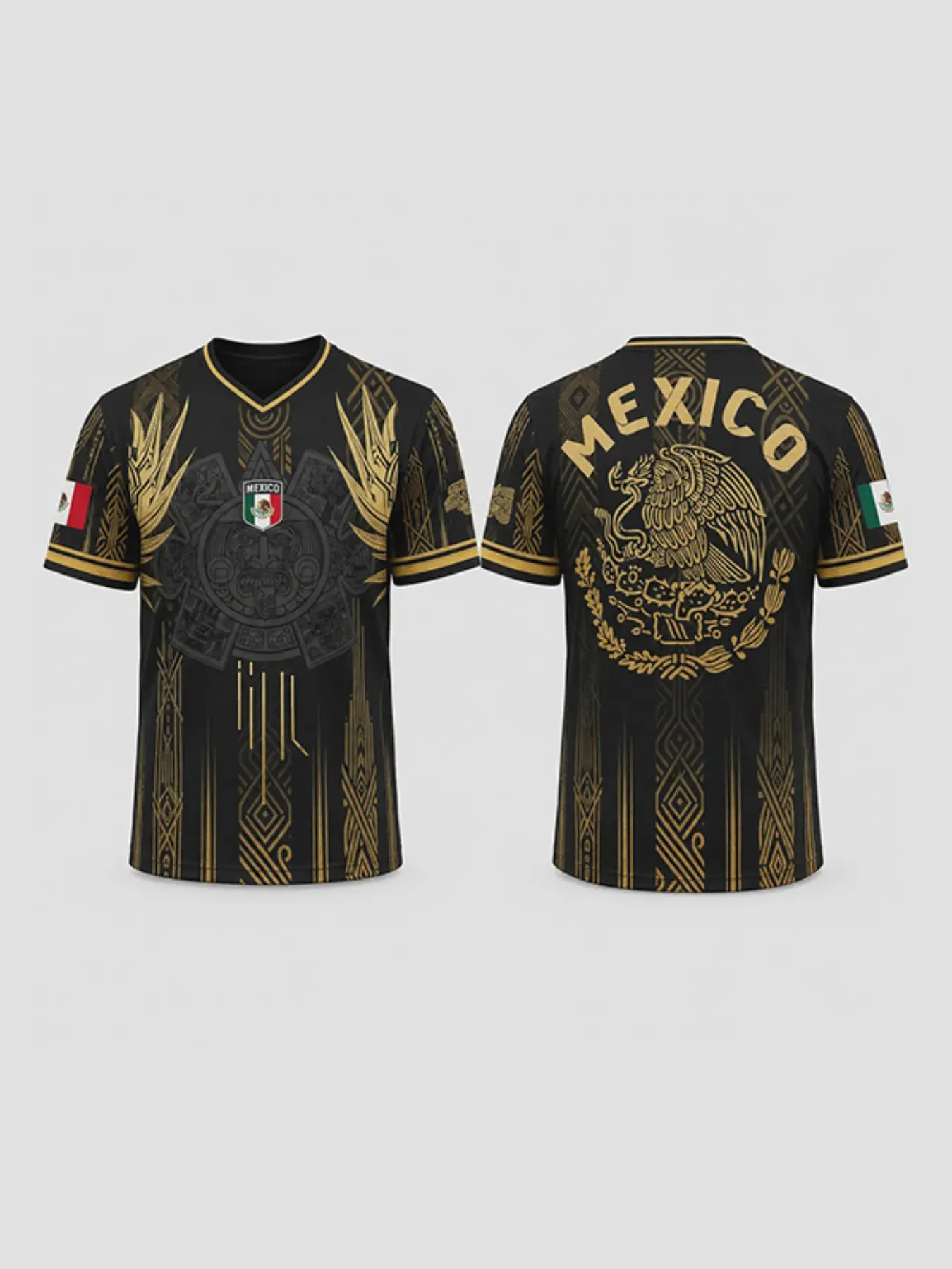 Men's Mexican Aztec Style Soccer Jersey, Professional Football Shirt, Ideal Gift for Fans and Players, Casual Loose-Fit Long Sleeve