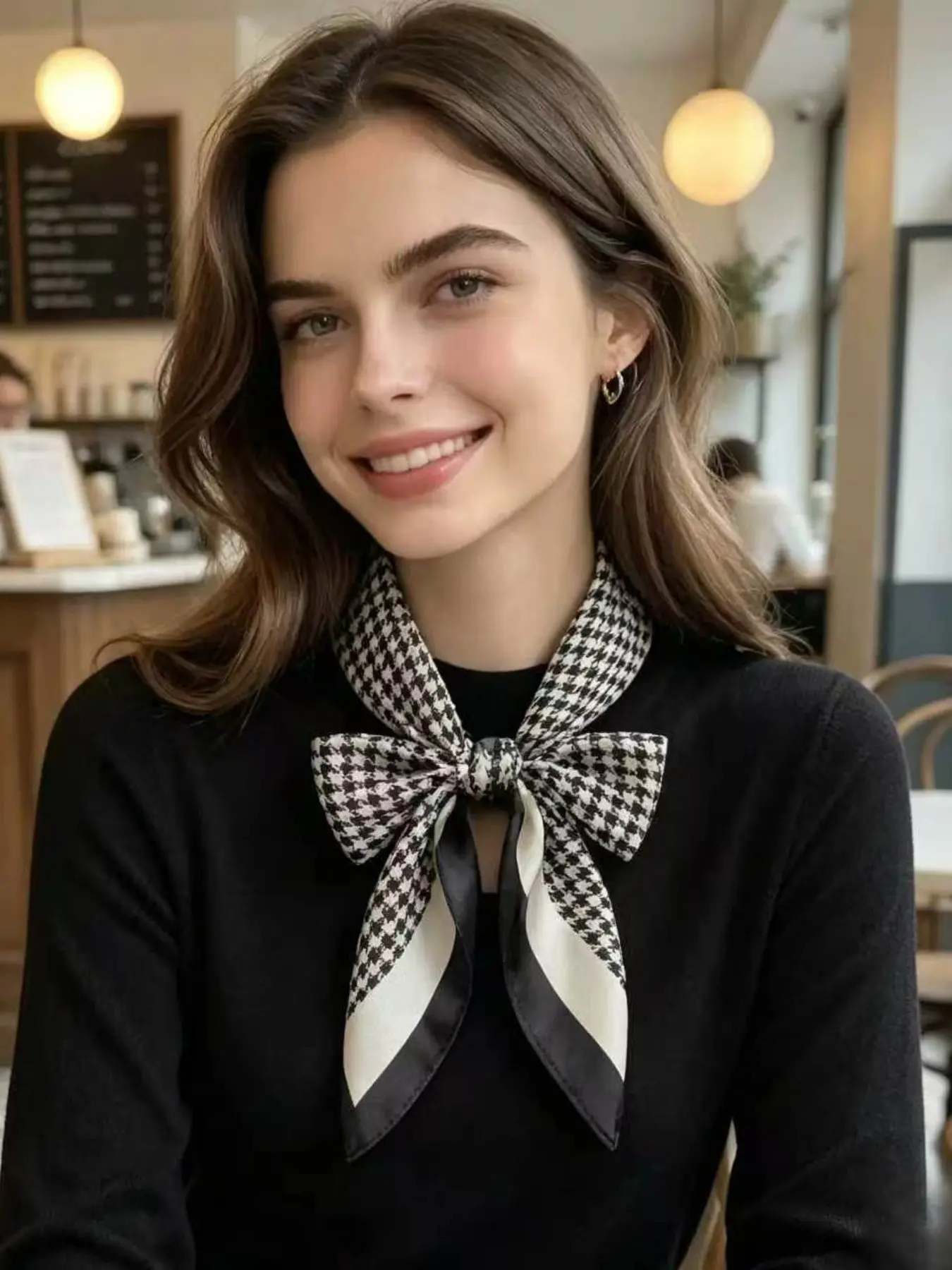 A stylish and elegant small square scarf with an American/European style, suitable for all occasions and a trendy small headscarf, Neckscarf