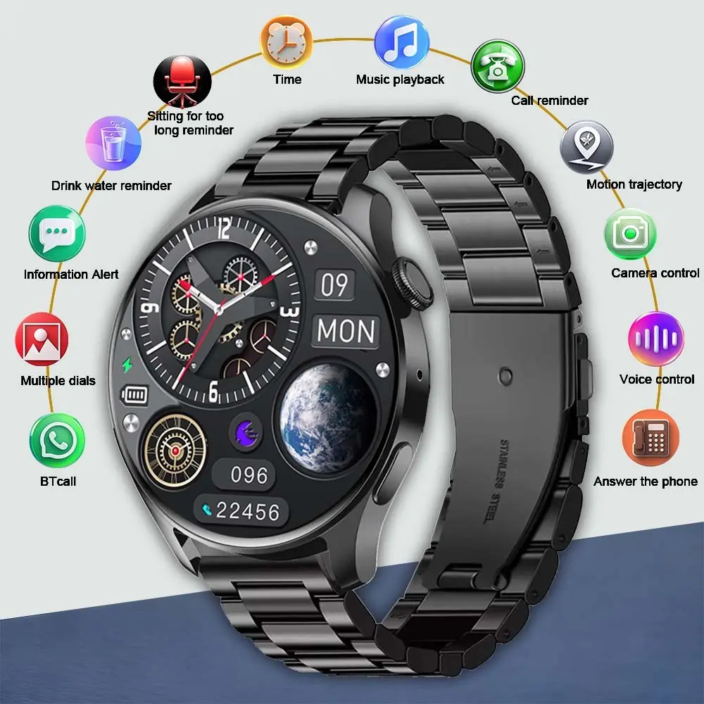 New Smart Watches For Men Women 1.53" Inch Screen Health Tracker Sport Modes Notification Reminder Voice Assistant Motion Trajectory Custom Photo Watches For Man