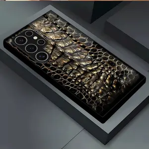 Phone Case: Phone Case - High-End Crocodile Skin Texture Pattern Creative Design Glass Phone Case for  S26 S25 S24 S23 S22Pro S21 S20 Fe Plus Ultra Pro A56 A55 A54 A53 A52 A51 A36 A35 A34 A32 A26 A25 A24 A23 A16 A15 A14 A06 A05 A03s