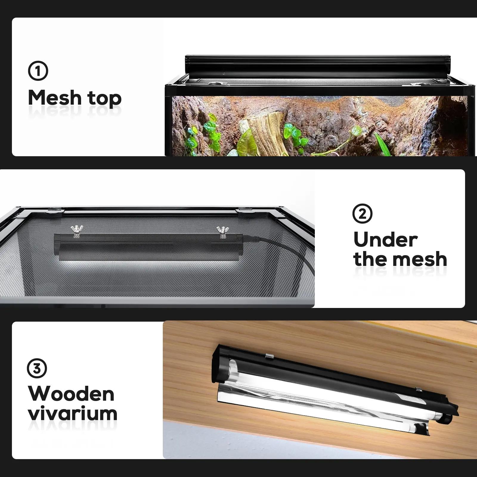 T5 Reptile Light Fixture Combo Kit 24W Light Fixture Reptile Terrarium Hood 10.0 UVB Light Bulb dimmable Fluorescent Tube Ideal for Tropical and Deserts Such as Bearded Dragon Lizards and Tortoises