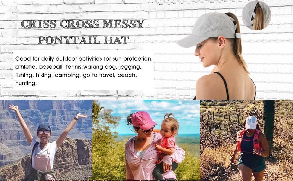 Versatile Women's Criss Cross Ponytail Baseball Cap - Adjustable Quick-Drying Hat for Messy Buns, Perfect for Sports, Outdoor Activities & Casual Wear