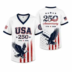 USA 250th Anniversary Baseball Jersey 1776–2026 Patriotic American Flag Tee Men Women Independence Day 4th of July Vintage Style Stars Stripes Eagle Graphic Soft Breathable Sportswear Top