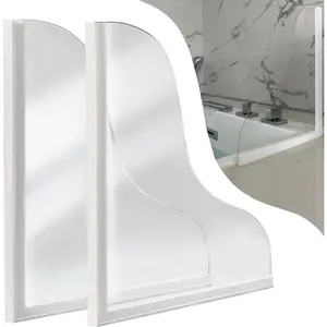 2 Pack Updated Shower Splash Guard, Large Splash Guards for Bathtub, Consists of Silicone Base and Acrylic Plate, Keep Water in Shower or Bath, Shower Corner Splash Guard