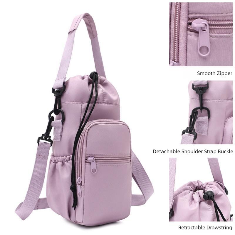 Multifunctional Portable Lightweight Compact Water Bottle Bag with Adjustable Strap Thermal Mugs Insulated Protective Cover Phone Pocket Outdoor Cycling Sports Travel Bags