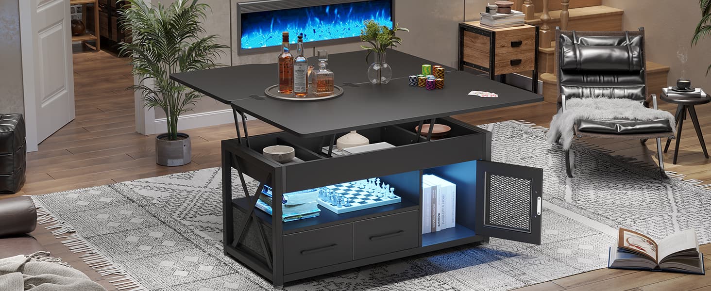 Sikaic 40in Lift Top Coffee Table Black
