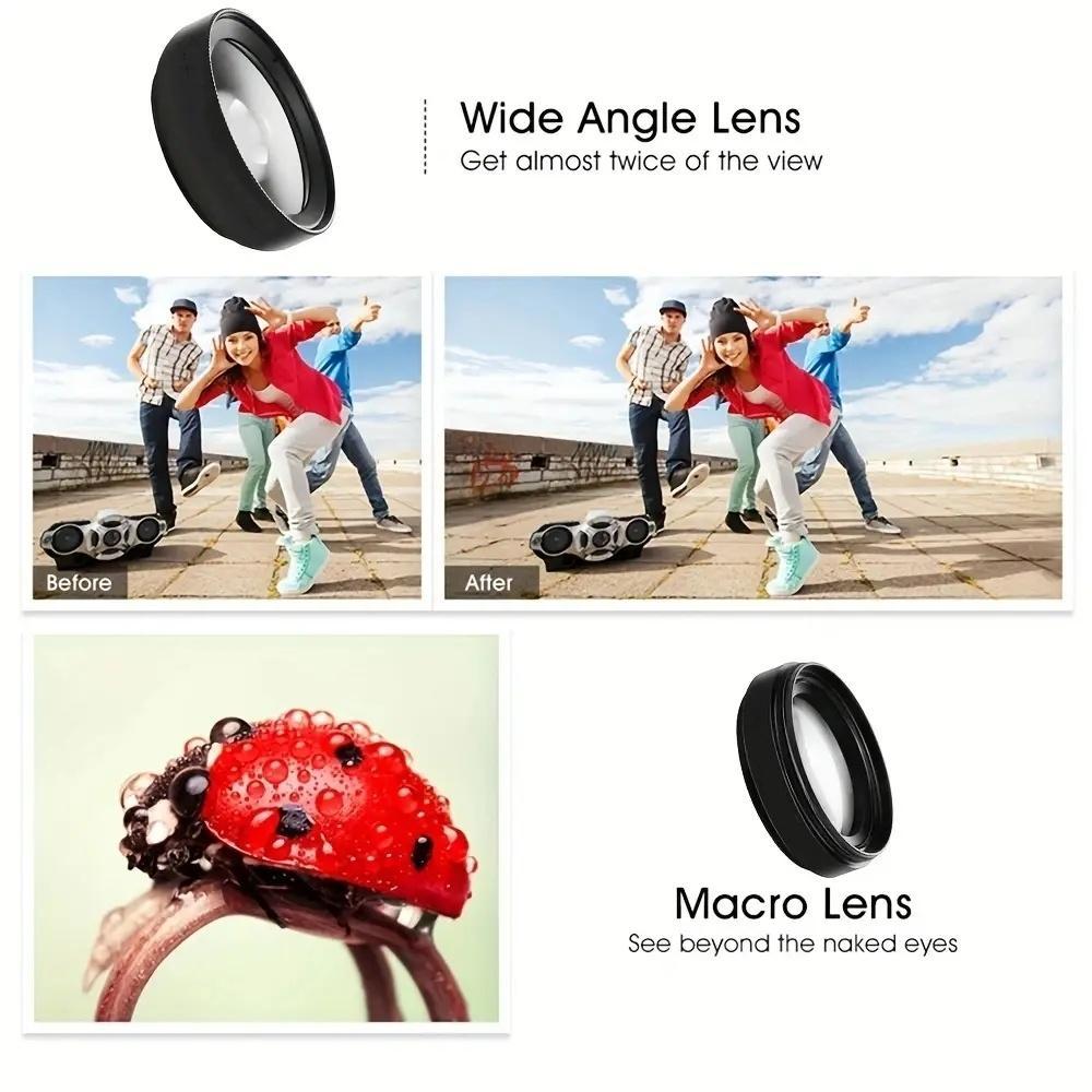 Universal Clip Lens Set, Professional 3 In 1 Mobile Phone Camera Lens, Portable Wide Angle & Fisheye & Macro Lens, Lens Kit for Mobile Phone, Cell Phone Accessories, Phone Lens Filter