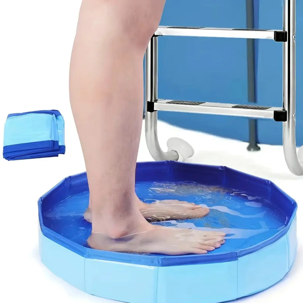1 PC Portable Foldable Foot Bath Basin, Collapsible Foot Bath, Ideal for Pool Entry and Beach, Multi-Functional Outdoor Foot Rinse Bowl, Convenient and Easy to Use