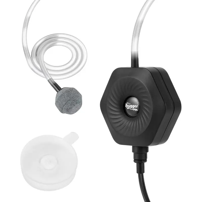 Outdoor sports hygger Quiet Mini Small Aquarium Air Pump Betta Fish Tank Bubbler Oxygen Aeration Pump with Air Stone Tubing Suction Cup for 0.5-15 Gal Fish Bowl