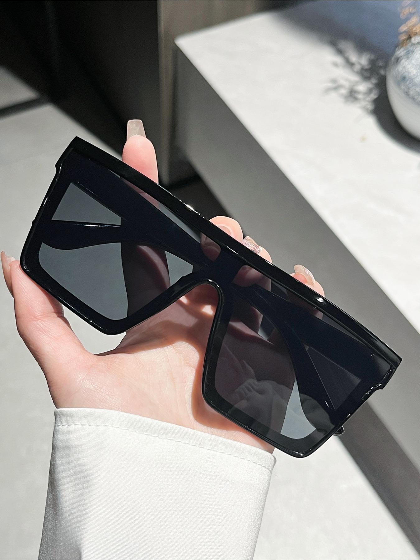 Unisex Simple Style Plain Color Sunglasses, Trendy Casual Full Rim Sunglasses for Everyday Use, Fashion Accessories for Outdoor Activities, Trendy Beach Eyewear