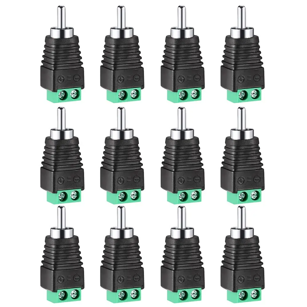 Plugs for Speaker Wire,  to AV Screw Terminal Connector, Phono  Male Plug Solderless Converter Audio/Video Speaker Wire Connectors Solderless Adapter(12 Pack)