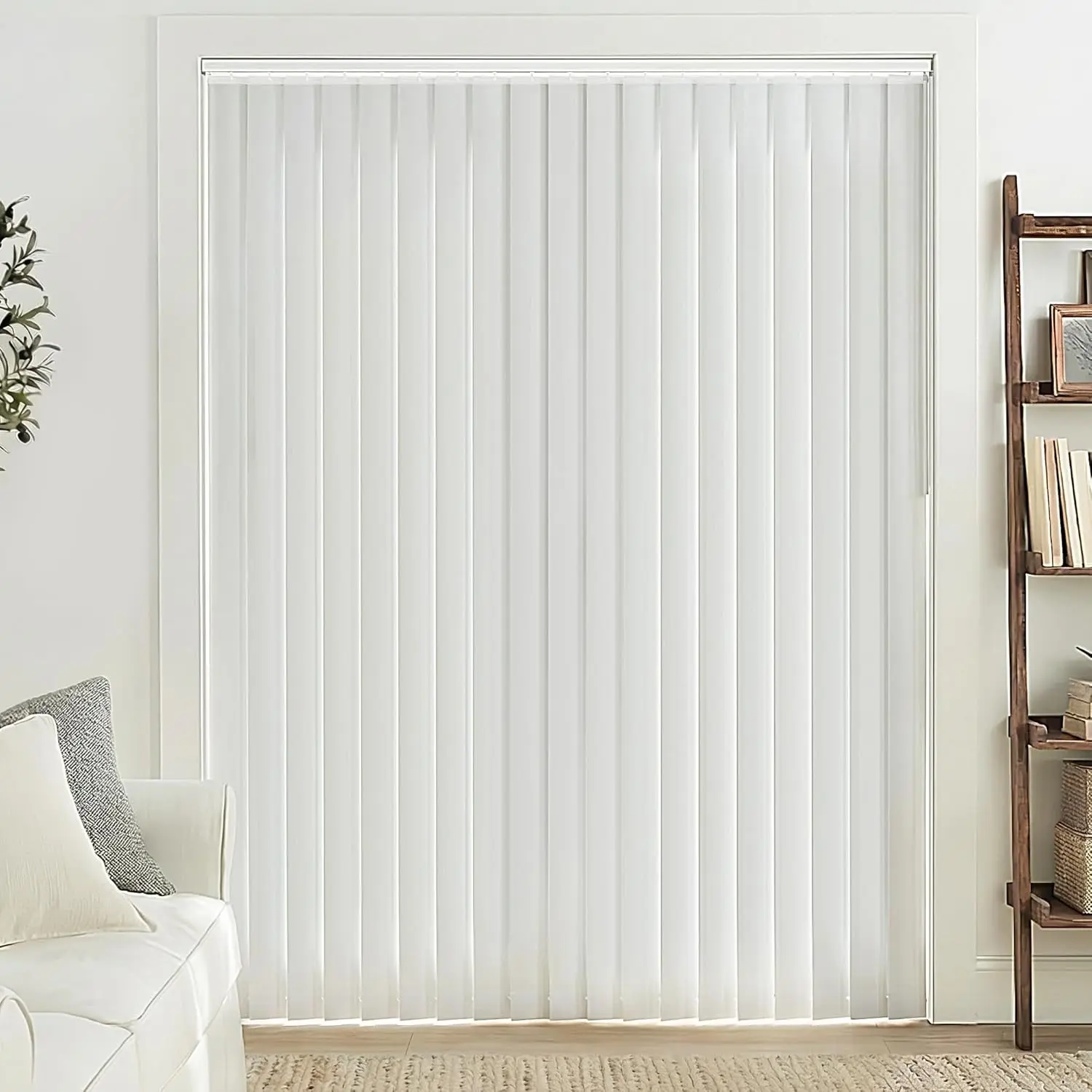 Vertical Blinds Replacement Slats, Room Darkening 25pcs | Fabric Slats for Sliding Doors & Windows, Easy-Cut Polyester, White Texture (98" W x 84" L)
