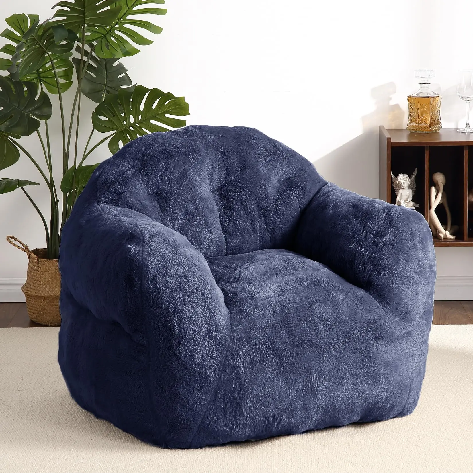 GARVEE39" Bean Bag Chair with Filler Included, Soft and Cozy Adult Beanbag Couch with Armrests, Perfect for Dorms and Apartments, Navy Blue