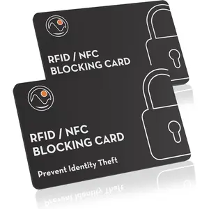 RFID Blocking Card with  Signal Blocking Technology - Contactless Card Protector with Build-In Chip for NFC Blocking- Slim Design Fits Simply into Your Wallets & Purses - 2 PACK