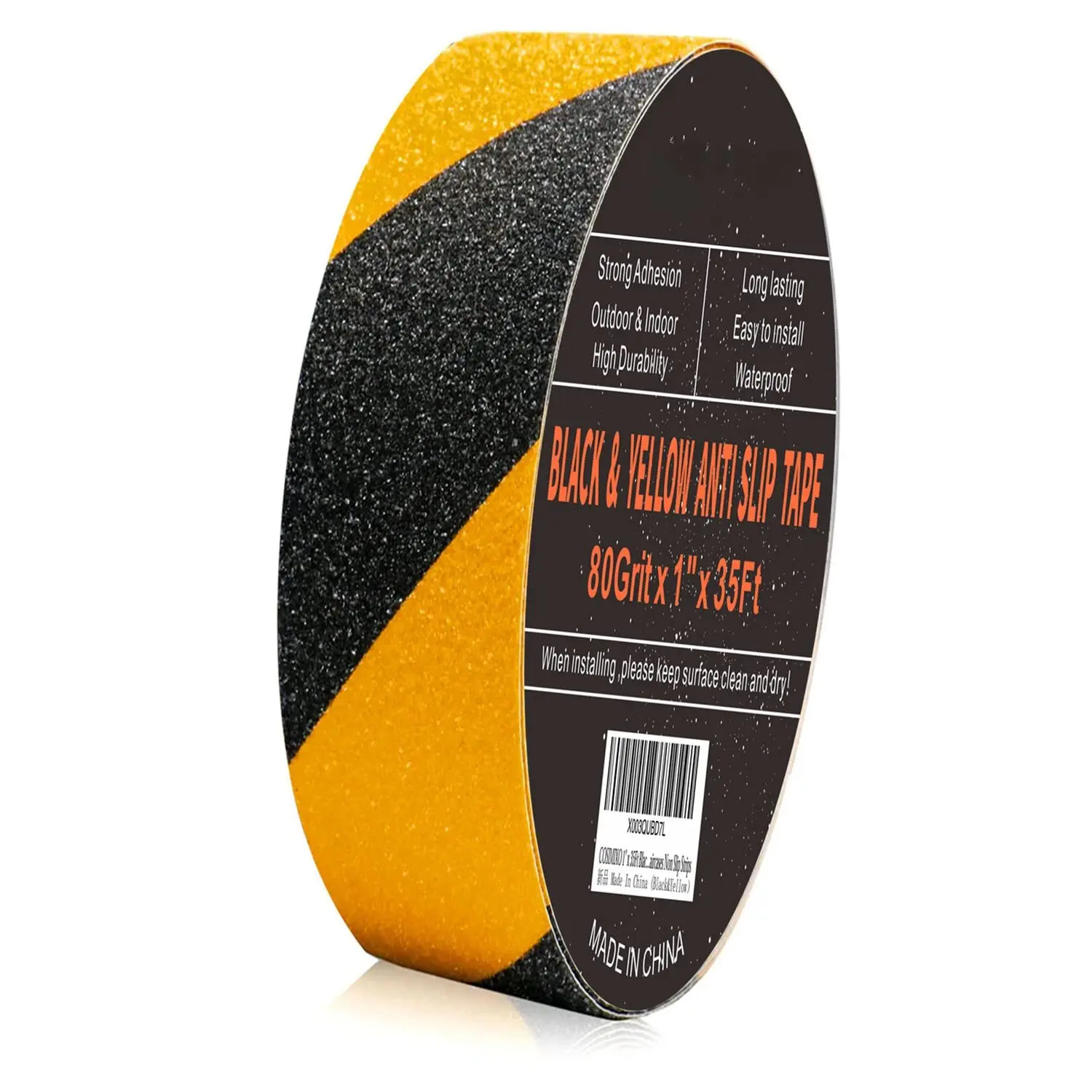 1" x 35Ft Black&Yellow Heavy Duty Anti Slip Tape for Stairs Outdoor/Indoor  Grip Tape Safety Non Skid Roll for Stair Steps Traction Tread Staircases Anti-Slip Strips