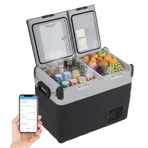 53QT 50L Dual Zone Car Refrigerator Portable Freezer Compressor Cooler with App Control -4F to 68F for Camping RV Truck Home