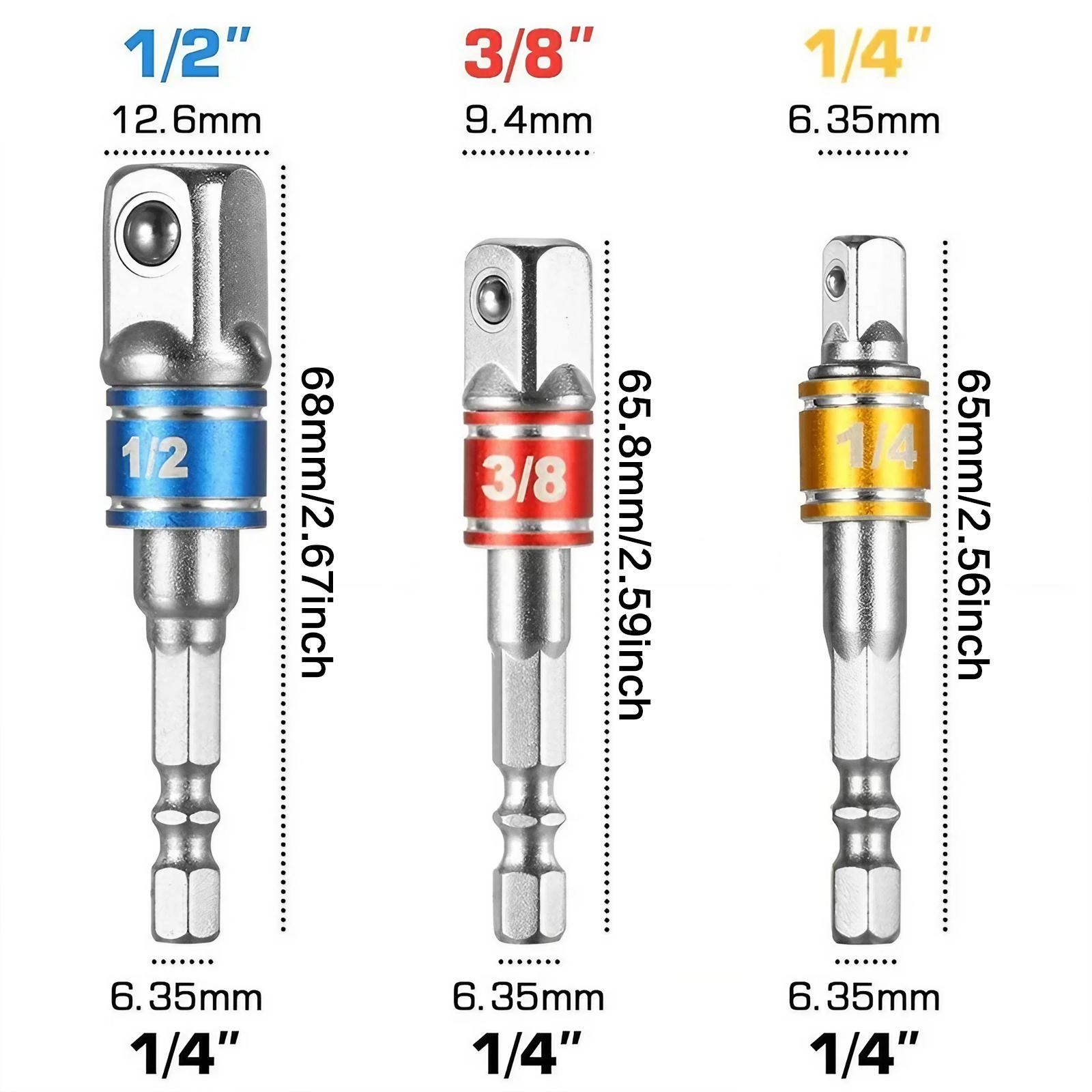 Cr-V Steel Socket Adapter, mpact Socket Extension Tools, High Speed Nut Driver Socket Adapter, Impact Grade Driver Sockets Adapter Extension Set, Bead Rod Extension Bar, Hand Tools, Hardware, for Wrench, Bit Socket Set, Hex Bit Socket