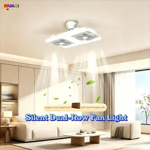New Ceiling Fan Light, E27 Socket Adjustable LED Three Color Changing, Quiet Dual Blade, Remote Control, Dimmable Light, Home Living Room Office