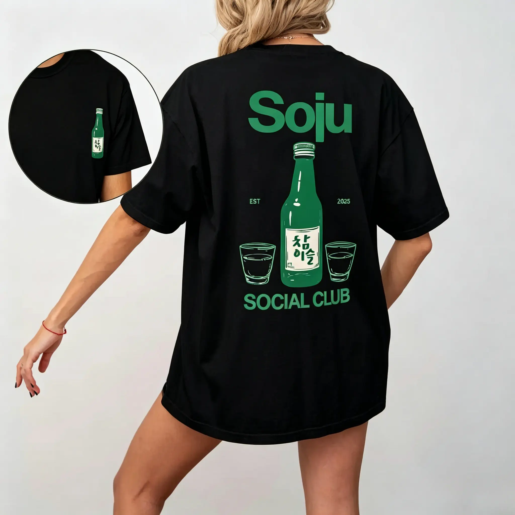 Soju Social Club T-Shirt, Korean Soju, K-Pop, Soju Shirt, Korean Fashion, Unisex Cotton T-Shirt, Ktown Streetwear, Oversized Trenidng Cotton Tee