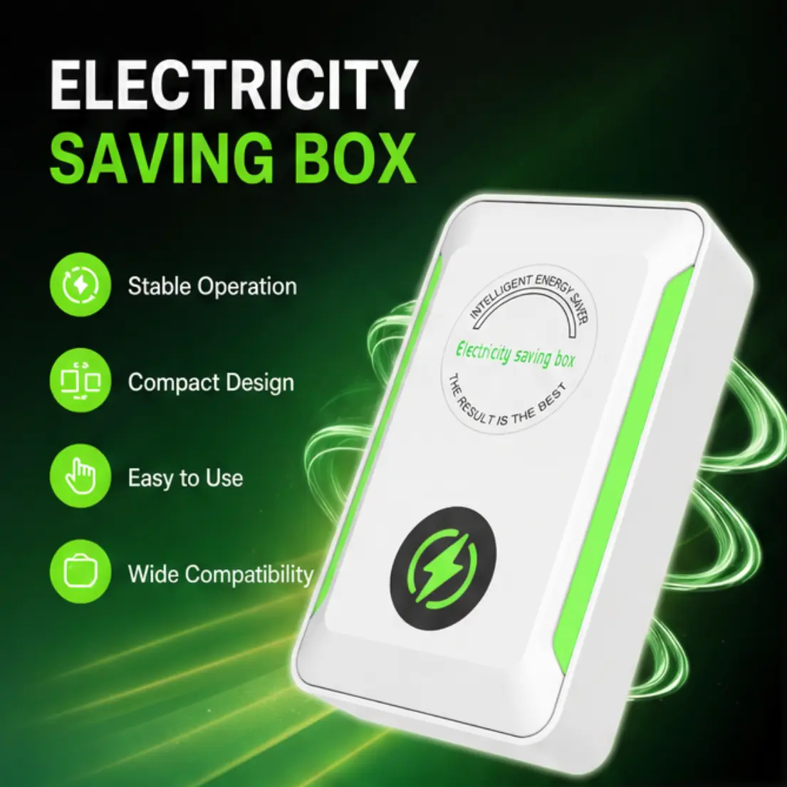 4 Pack Smart Energy Saving Plug in Power Factor Saver Voltage Stabilizer Surge Protector for Refrigerator AC Office Household Appliances Flame Retardant