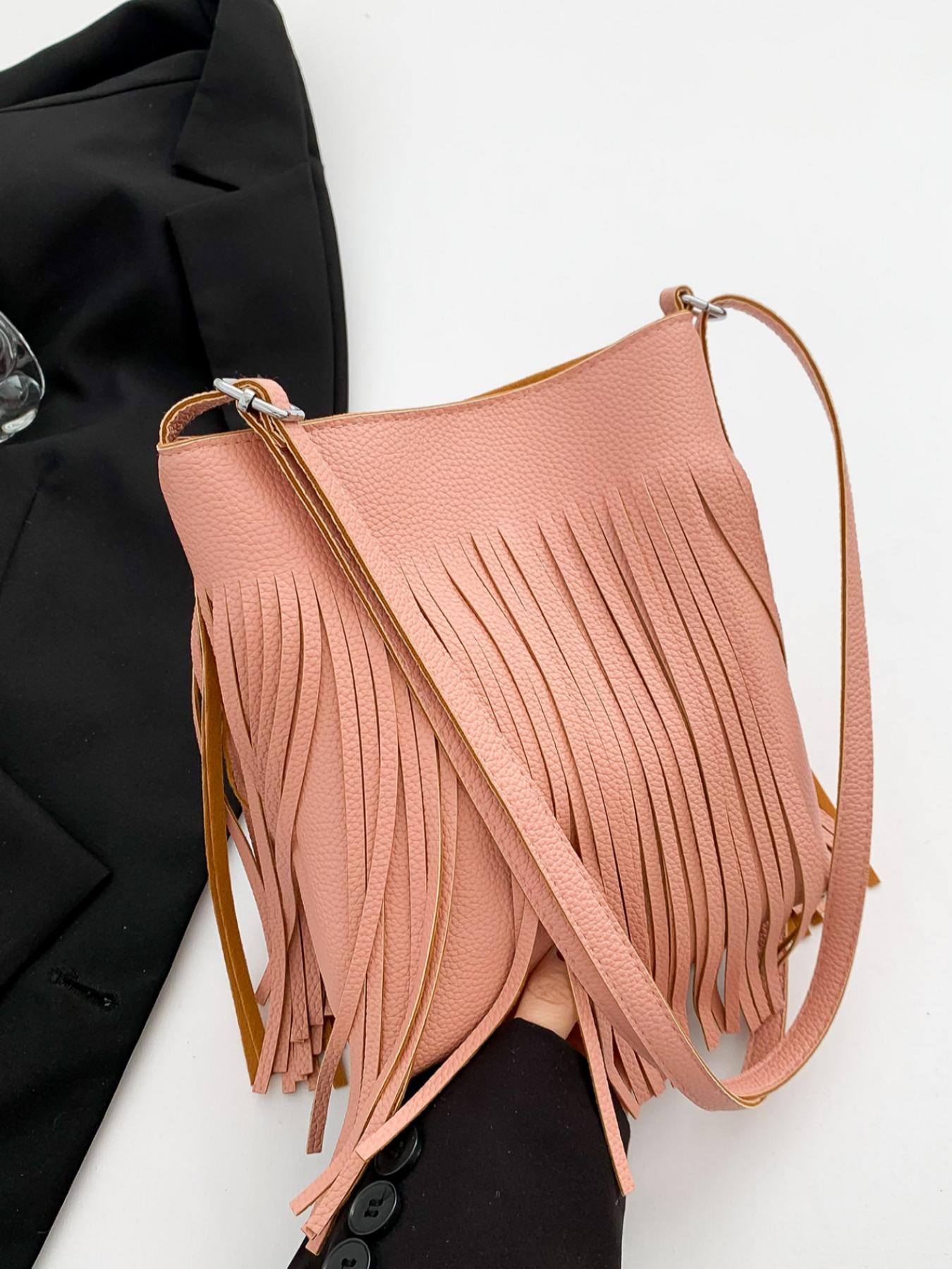 Women's Boho Tassel Decorated Crossbody Bag, Bohemian Pu Leather Shoulder Bag for Daily Used, Casual Trendy Versatile High-quality Daily Commuting Bag, Bags Crossbody, Purse Women, Girl Fashionable Shopping Bag, Summer Hobo, Boho Style Crossbody