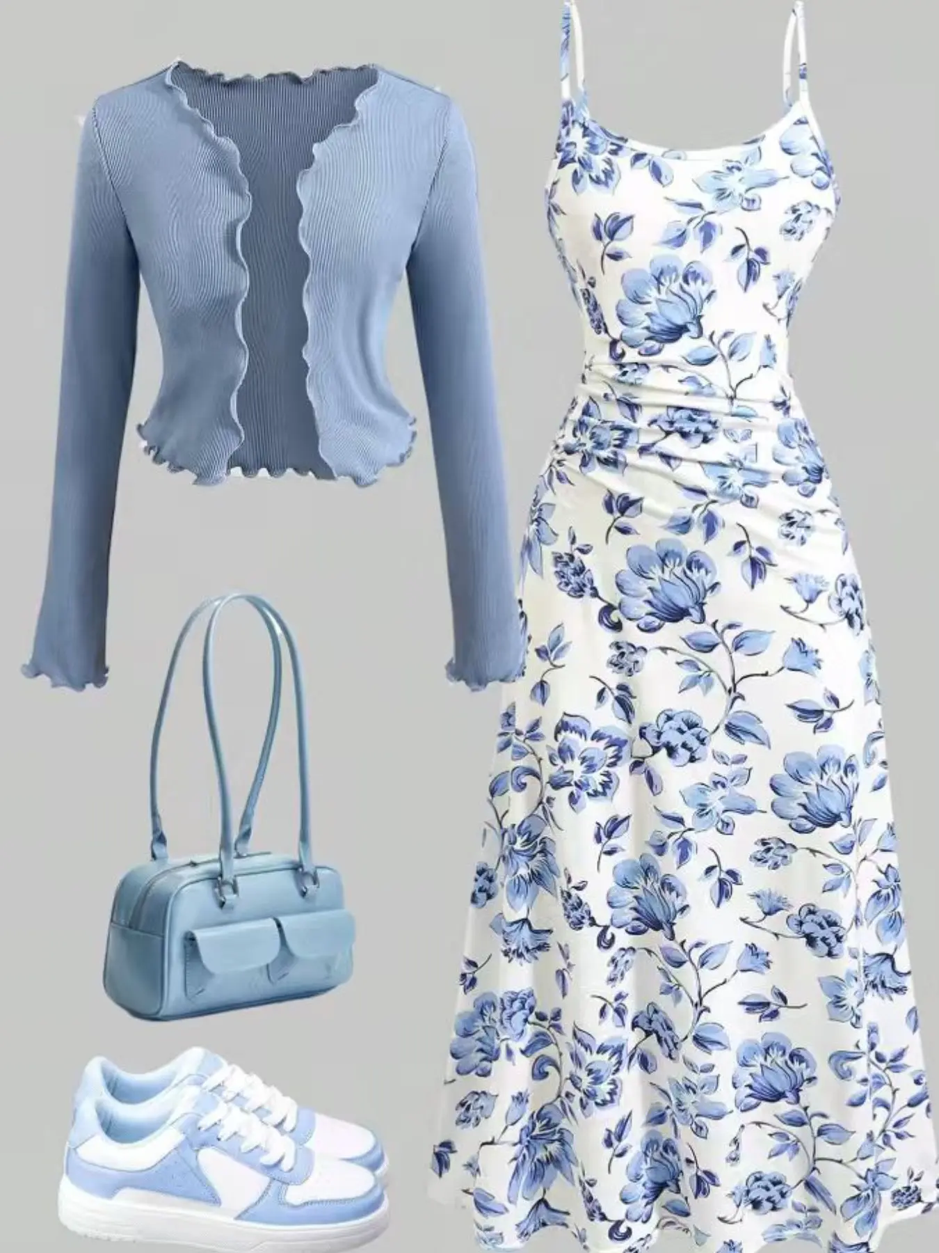 Women's Elegant Knit Cardigan + Slim Fit Halter Dress Two-Piece Set, Stylish for Daily Wear, Comfortable and Chic Fashion