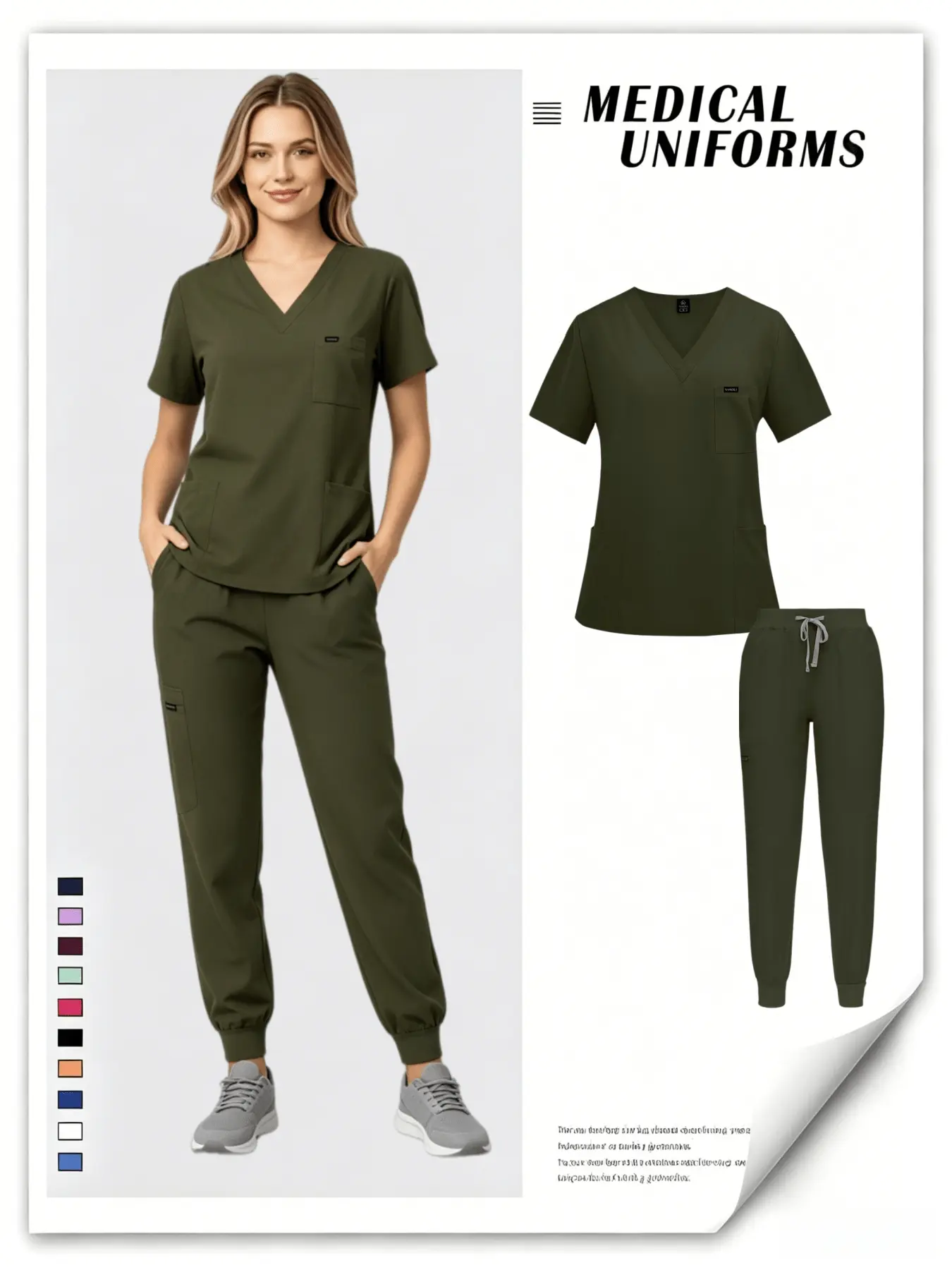 Women Comfortable Loose Short Sleeve Long Pants Scrub Suit Uniforms For Pet Clinic Doctor Nurse Skin Management Staff