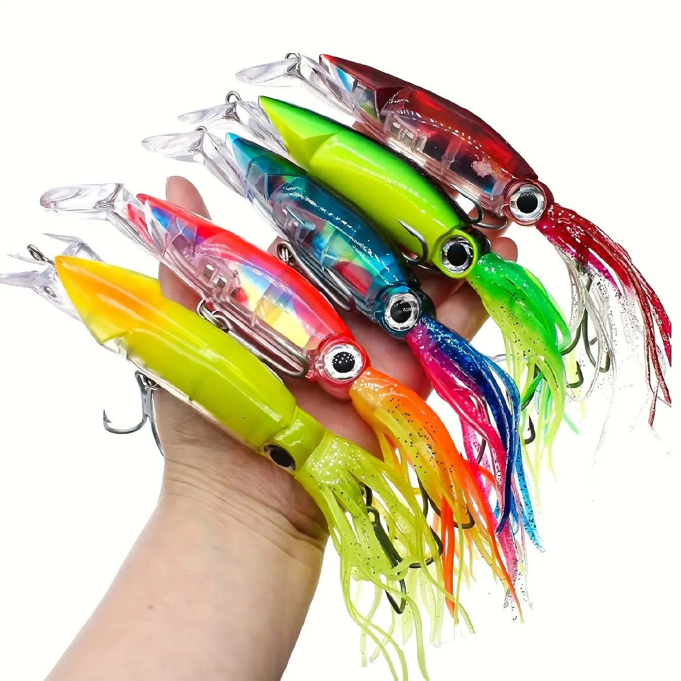 5-Piece Set Squid Octopus Lure Fishing Bait, Bass Hook, Rockabilly Fat Bait, Fishing Gear, Ideal for Anglers, Durable & Effective