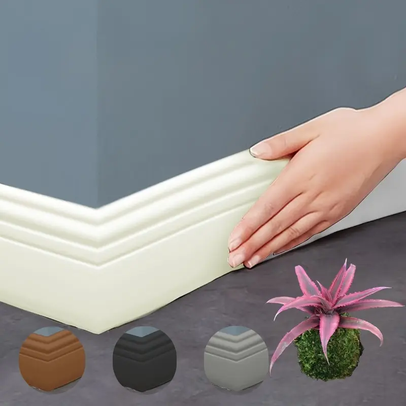 1 Roll 4/4.7 Inches Wide 3D Peel and Stick Baseboard Sticker, Matte, Simple Elegant Durable, Easy to Apply for Interior Wall Edge Home Decoration