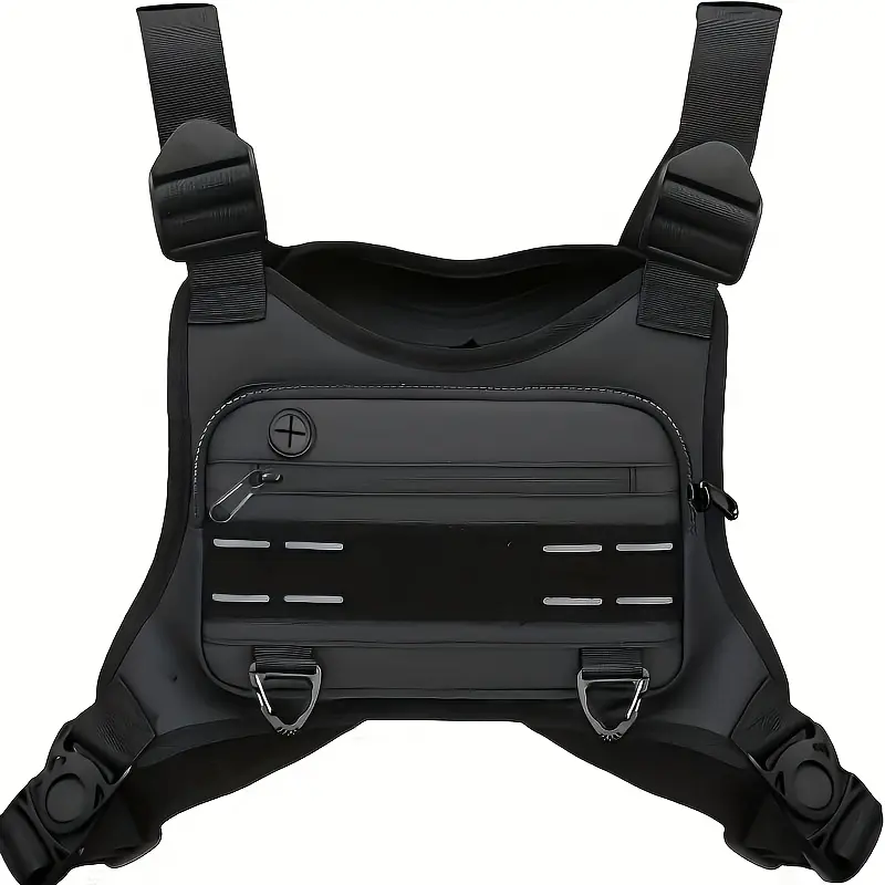 Lightweight nylon sports chest pack with built-in phone holder-suitable for running, cycling, and hiking.