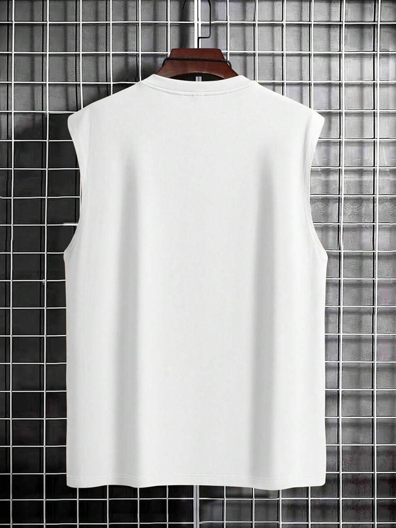 Men's Regular Fit Bear & Letter Print Top, Casual Comfy Sleeveless Top for Summer, Fashion Men's Clothes for Daily Wear, Streetwear Tank Vest, Vests