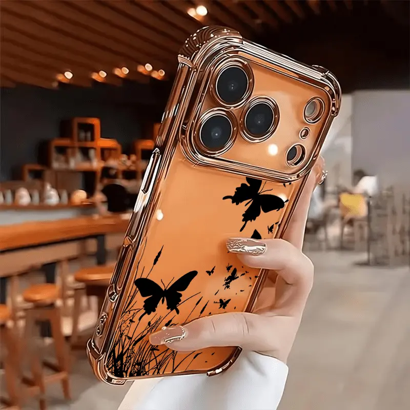 Black Butterfly Creative HD New Pattern Design Shockproof Phone cases Case Compatible with iPhone 17 Air 16 15 14 13 12 11 Pro Max Plus xs max Featuring Strengthened Four Corners Soft Back for Drop Protection 2D printing Gift