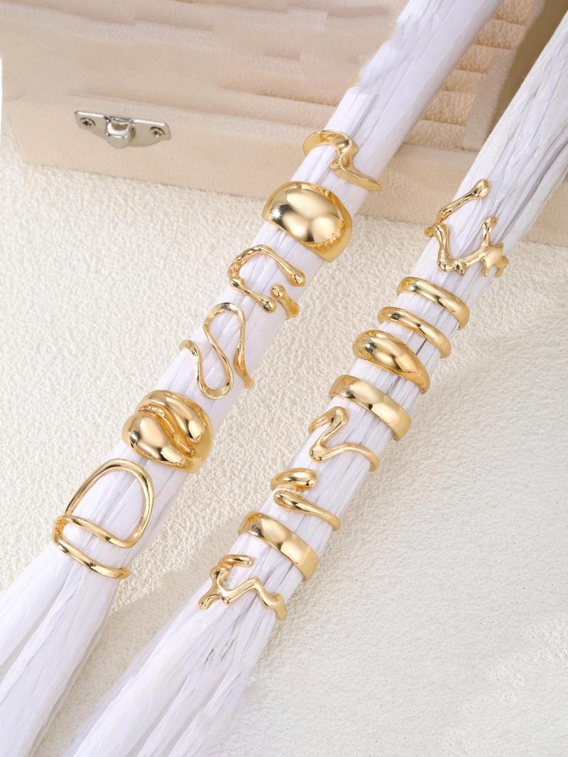 Women's Elegant Wide Band Ring Set, Exaggerated Smooth Geometric Design Stackable Ring, Fashion Jewelry for Party, Daily Clothing Decor, Trendy All-match & Exquisite Jewelry for Gift, Stacking Ring Set