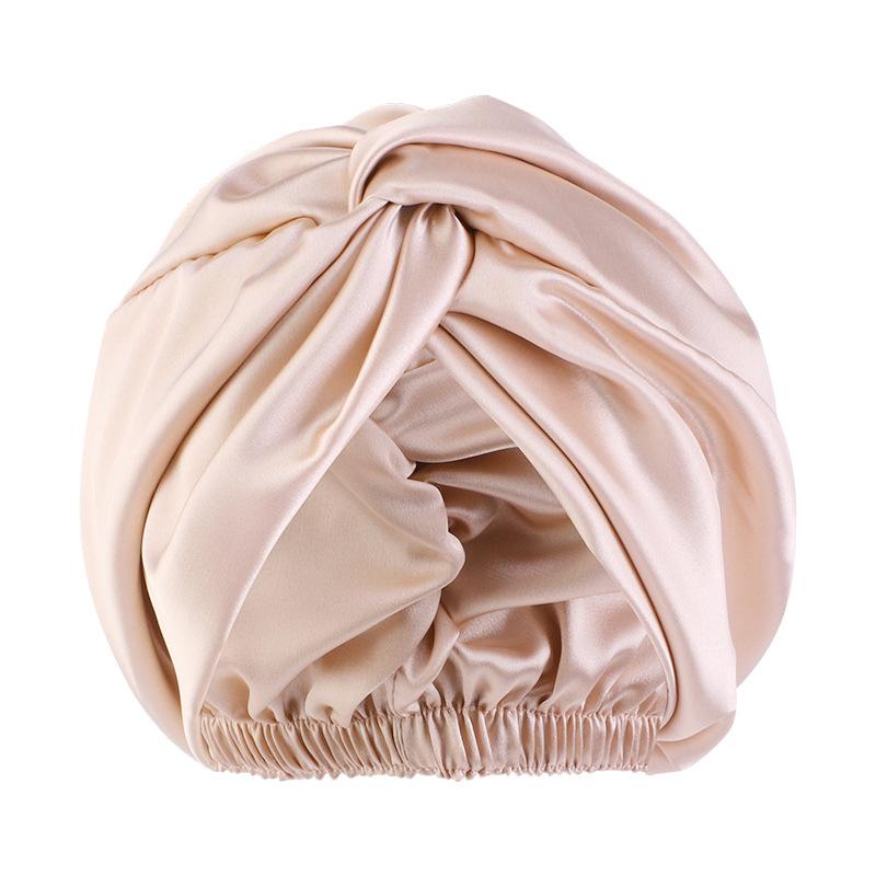 Fashion Satin Double Layer Sleep Cap, Cross Twist Shower Cap, Beauty Head Wrap