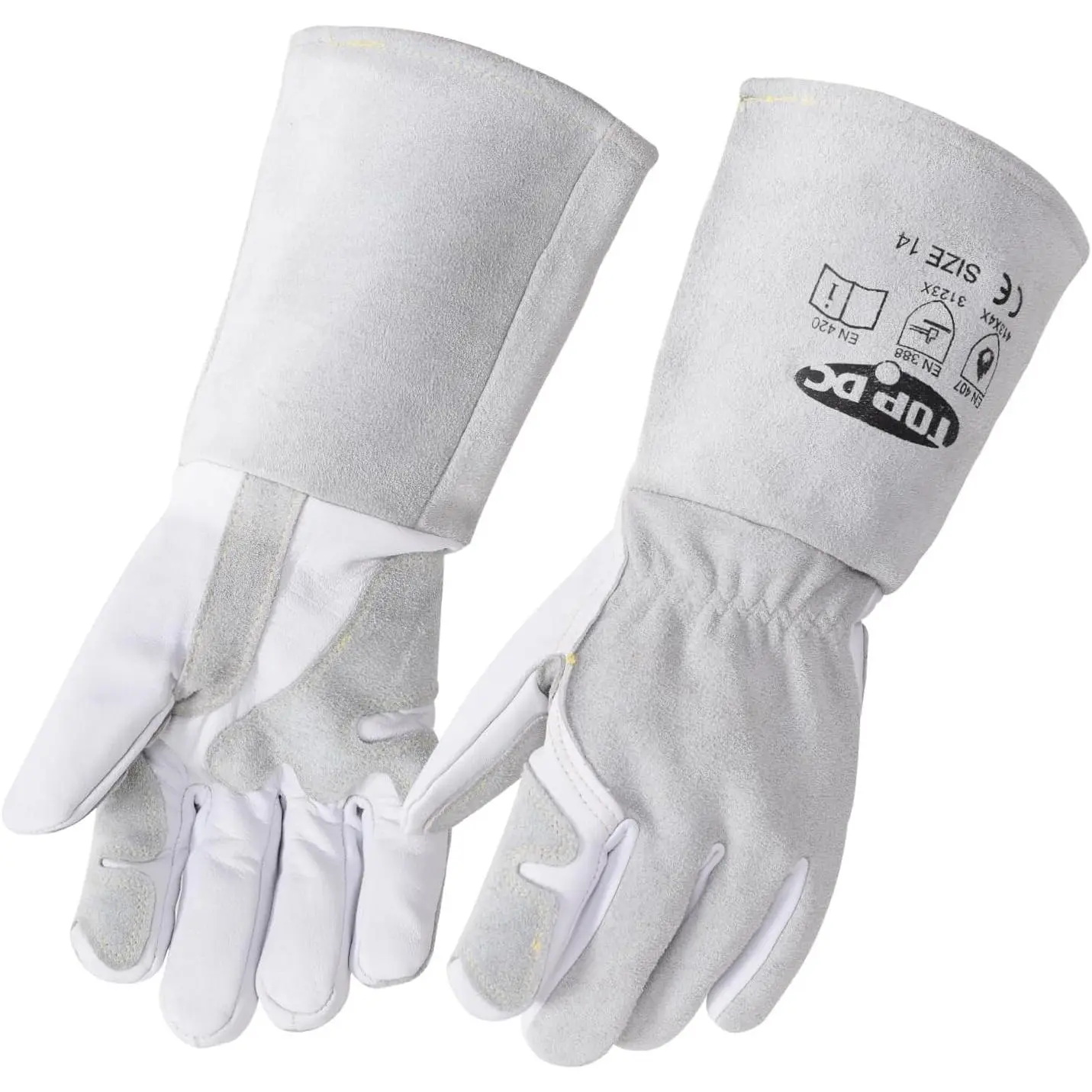 Goatskin TIG Gloves 14 Inch Large, Split Back| Goatskin with Split Back and Reinforced Palm, Thumb, and Index Finger Supports TIG
