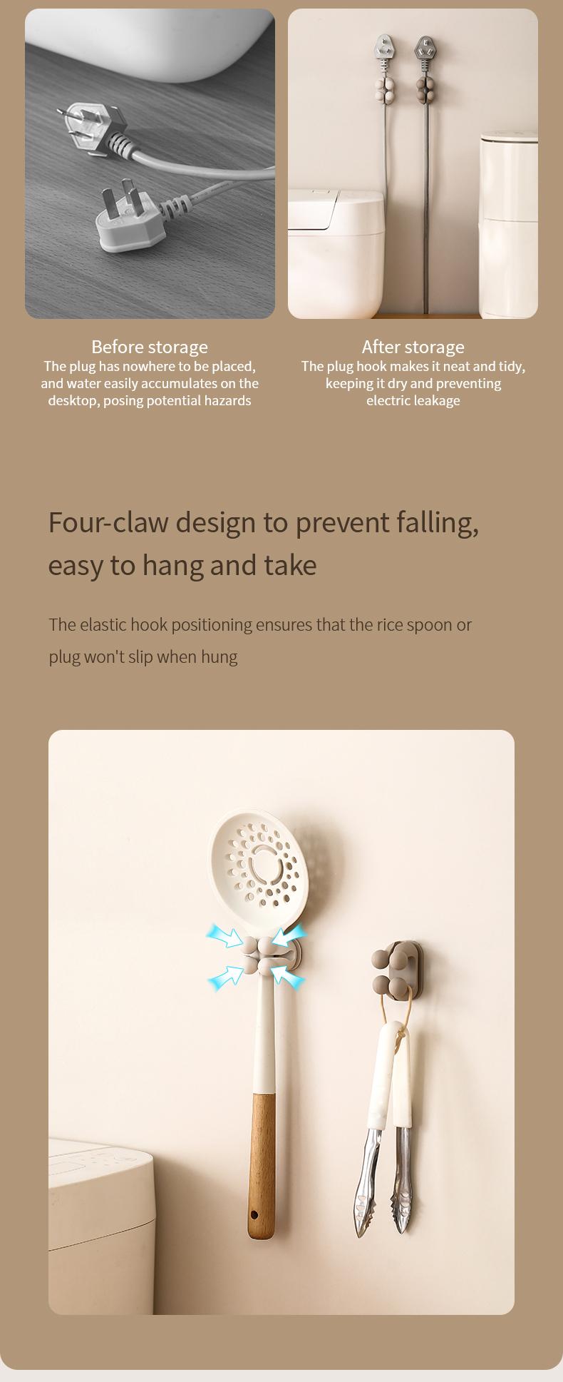 FaSoLa multi-purpose no-nail, traceless hook, multifunctional wall and kitchen hook, universal silicone hook for office use