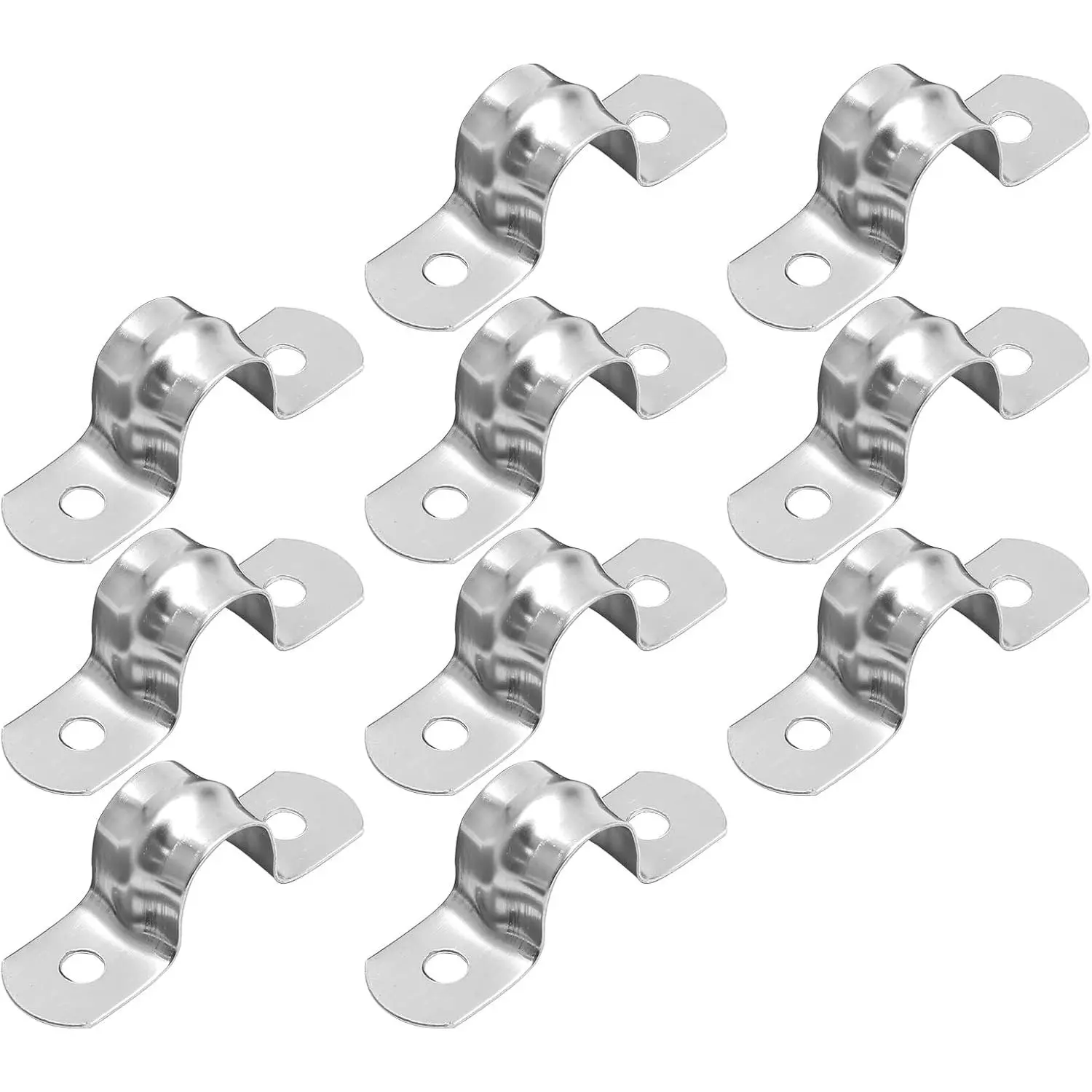 10 count M12 Rigid Pipe Strap, 1/2" Stainless Steel 2 Holes  U Bracket Pipe Clamp for Fixing Pipe or , 0." Width