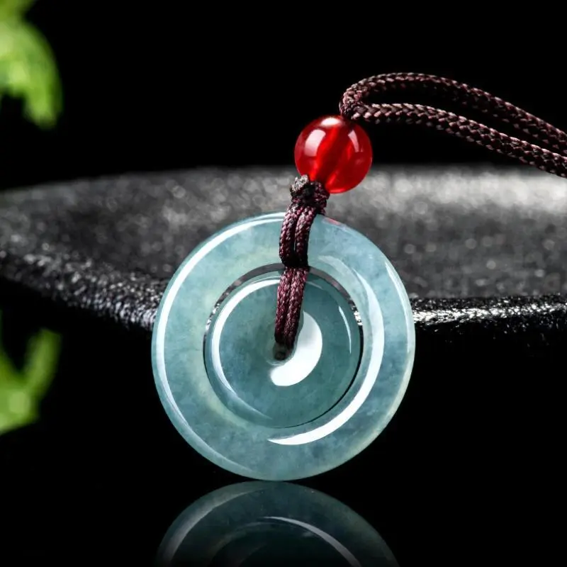 Natural A-Grade Jadeite Blue Water Safety Mother Buckle Jade Pendant Charm, Hand Carved with Cute Shape & Exquisite Craft, Gift Boxed Jewelry for Men & Women, Drop Shipping Eligible, Health, Good Luck, Female, Untreated
