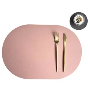 Color-Block Leather Placemat Set, Double-Sided, Rectangle & Oval Heat-Resistant Dining Mats