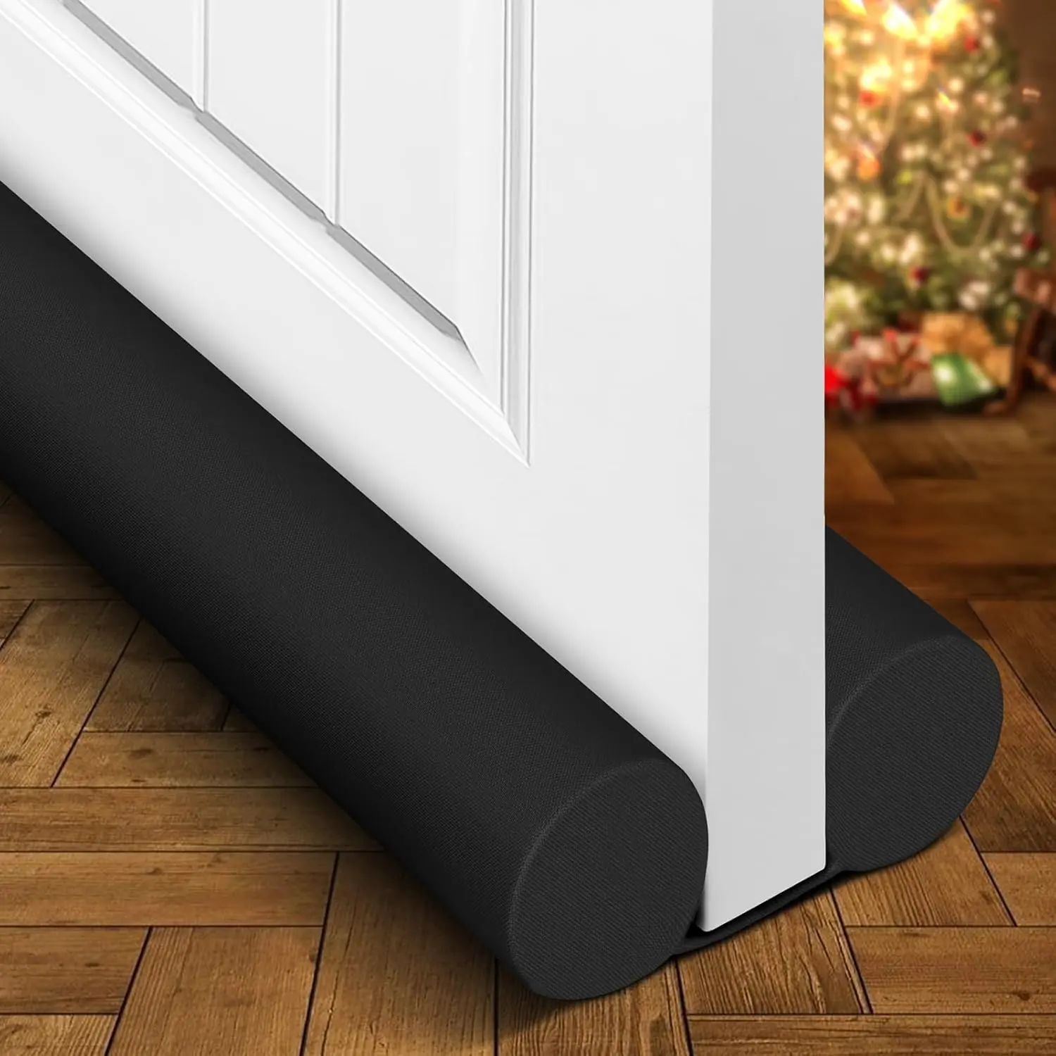 Door Draft Stopper Weather Stripping Window Breeze Blocker Adjustable Door Sweeps, Black