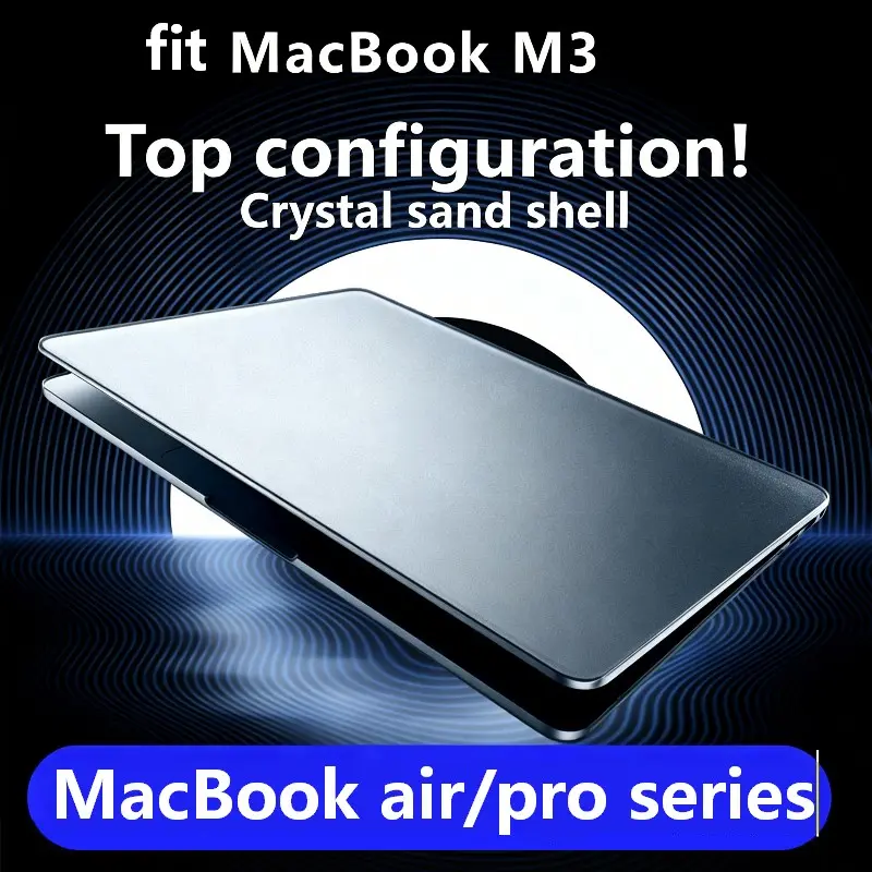 Macbook Crystal Sand Protective Case, Semi-Transparent Matte, PC Composite, 180° Bendable, Anti-Fingerprint, Lightweight, Waterproof, Fits Macbook Air/pro/m3