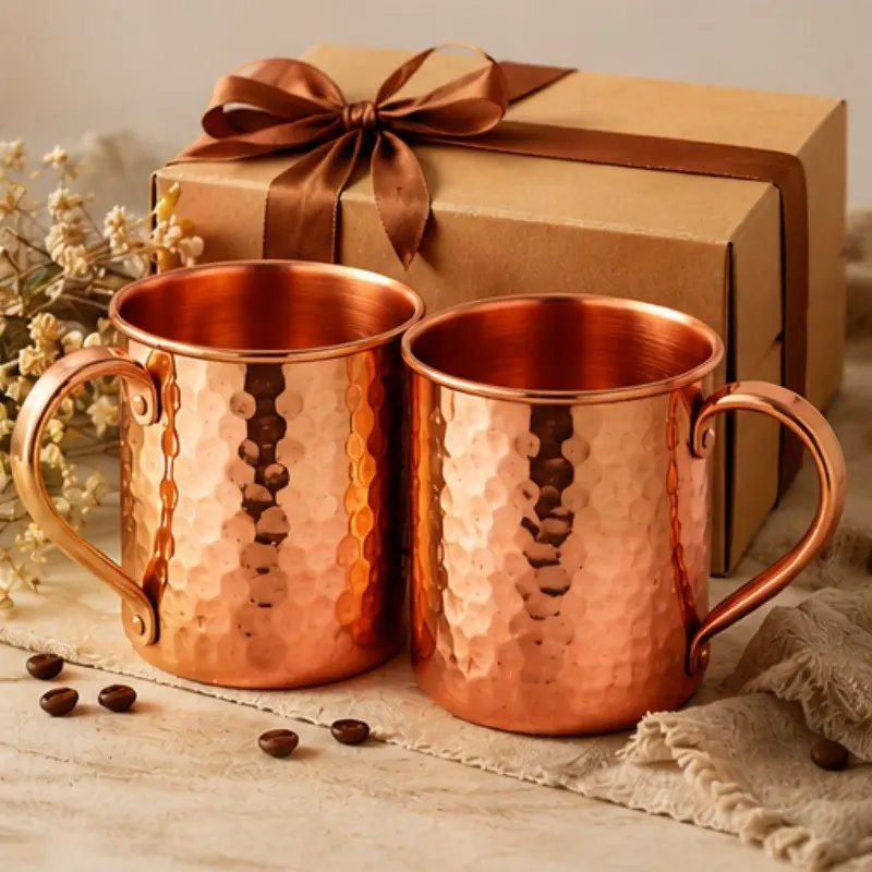 Classic Hammered Coffee Cup, Durable Thick-Wall Design, Elegant Copper Color, Perfect for Summer Beverages, Handcrafted Quality