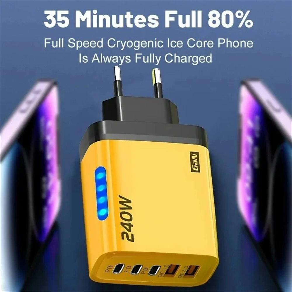 240W 5 Ports USB C Charger Quick Charge3.0 Type C PD Phone Charger For US Plug Fast Charge Wall Charger
