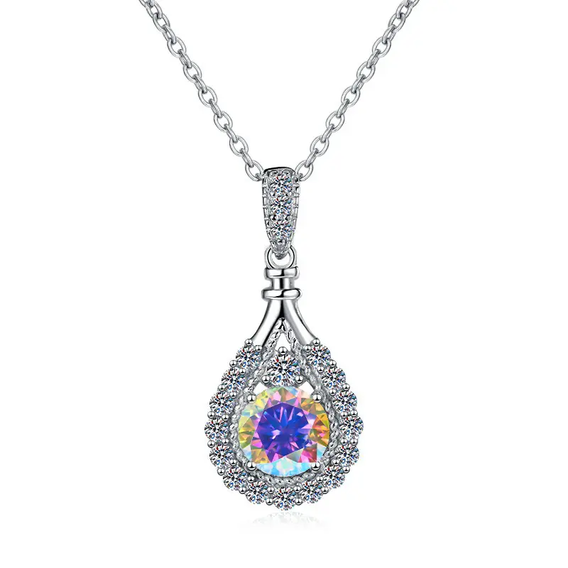 S925 Sterling Silver Necklace for Women, Korean Style Teardrop Pendant with a Colorful Artificial Gemstone, Korean Artificial Gemstone Necklaces & Pendants, Synthetic/Simulated Coloured Gemstone, Chic Artificial Gemstone Necklaces & Pendants S925 Sterling Silver Necklace for Women, Korean Style Teardrop Pendant with a Colorful Artificial Gemstone, Korean Artificial Gemstone Necklaces & Pendants, Synthetic/Simulated Coloured Gemstone, Chic Artificial Gemstone Necklaces & Pendants